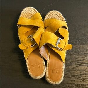 Marc Fisher Mustard Suede Espadrille Sandals
